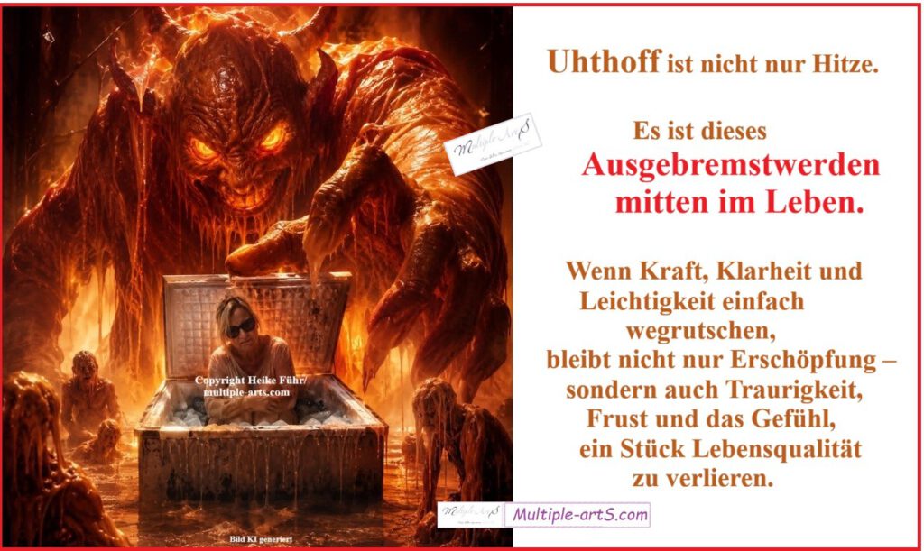 HITZE-Hölle: UHTHOFF – die emotionale Seite Uthoff ist nicht nur Hitze. Es ist dieses Ausgebremstwerden mitten im Leben. Wenn Kraft Klarheit und Leichtigkeit einfach wegrutschen bleibt nicht nur Erschoepfung 1024x611 - HITZE-Hölle: UHTHOFF – die emotionale Seite